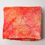 Orange Velvety Stretch Knit Fabric with Abstract Metallic Print and Sequins - 64" x 80"