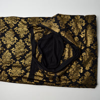 Black Knit Fabric with Elegant Gold Foil Print - 62" x 74"