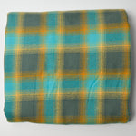 Teal, Olive + Yellow Brushed Surface Flannel Woven Plaid Fabric - 45" x 106"
