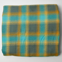 Teal, Olive + Yellow Brushed Surface Flannel Woven Plaid Fabric - 45" x 106"