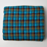 Aqua, Olive + Brown Brushed Surface Flannel Woven Plaid Fabric - 45" x 112"