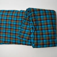 Aqua, Olive + Brown Brushed Surface Flannel Woven Plaid Fabric - 45" x 112"