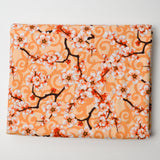 Orange Cherry Blossom Print Quilting Weight Woven Fabric - 44" x 108"