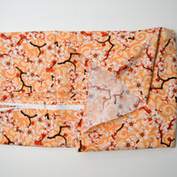 Orange Cherry Blossom Print Quilting Weight Woven Fabric - 44" x 108"