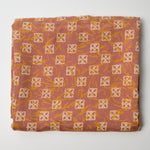 Terracotta + Yellow Geometric Silky Woven Fabric - 43" x 152"