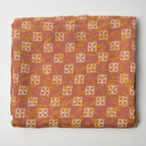 Terracotta + Yellow Geometric Silky Woven Fabric - 43" x 152"