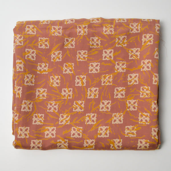 Terracotta + Yellow Geometric Silky Woven Fabric - 43" x 152"
