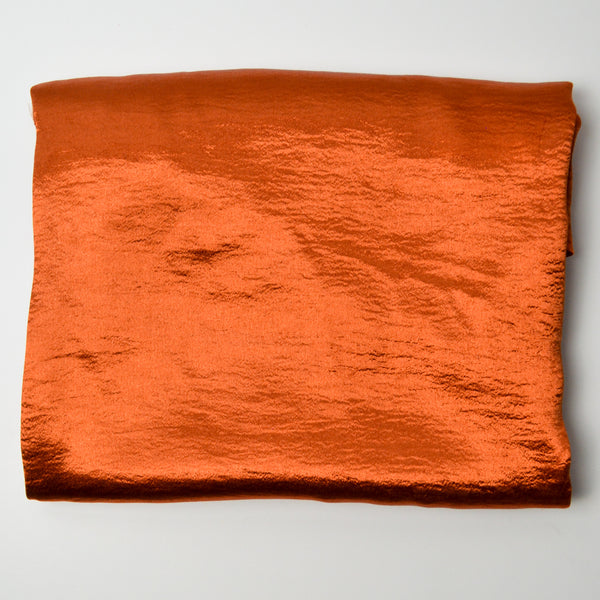 Burnt Orange Textured Flowy Satin Woven Fabric - 62" x 80"