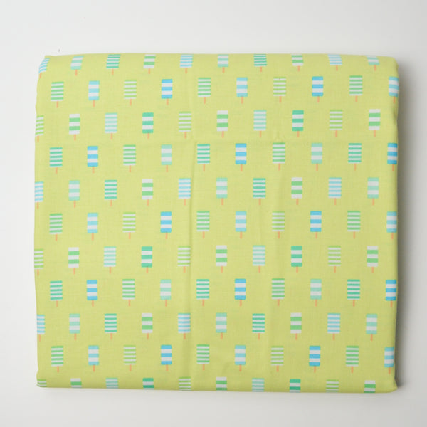 Green + Blue Popsicle Print Woven Fabric - 42" x 158"