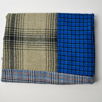Blue + Brown Pieced Woolly Fabric - 28" x 60"