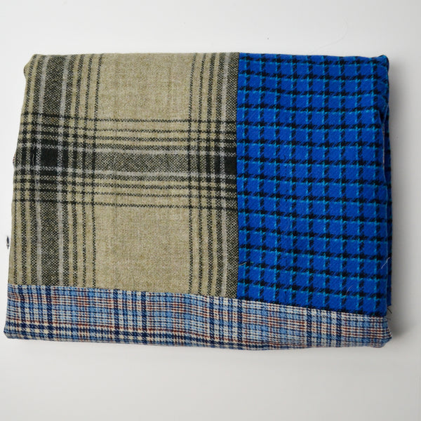 Blue + Brown Pieced Woolly Fabric - 28" x 60"