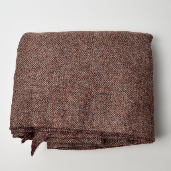Red-Brown Wooly Woven Fabric - 52" x 64"