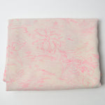 Off-White + Hot Pink Floral Print Flowy Chiffon Fabric - 44" x 188" (Small Stains)