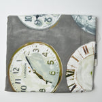 Gray Clock Printed Cotton Canvas Woven Fabric - 41" x 56"