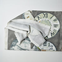 Gray Clock Printed Cotton Canvas Woven Fabric - 41" x 56"