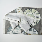 Gray Clock Printed Cotton Canvas Woven Fabric - 41" x 56"