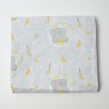 Gray Koala + Blue Ocean Print Quilting Weight Woven Fabric - 36" x 40"