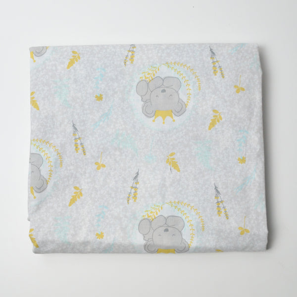 Gray Koala + Blue Ocean Print Quilting Weight Woven Fabric - 36" x 40"