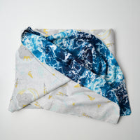 Gray Koala + Blue Ocean Print Quilting Weight Woven Fabric - 36" x 40"