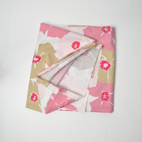 White, Tan + Pink Large Floral Stretch Woven Shirting Fabric - 58" x 80"