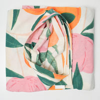 White, Pink + Orange Fruit Print Curtain - 72" x 72"