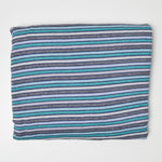 Gray, Blue + Teal Striped Stretchy Knit Fabric - 72" x 78"