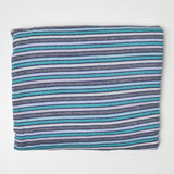 Gray, Blue + Teal Striped Stretchy Knit Fabric - 72" x 78"