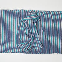 Gray, Blue + Teal Striped Stretchy Knit Fabric - 72" x 78"
