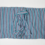 Gray, Blue + Teal Striped Stretchy Knit Fabric - 72" x 78"