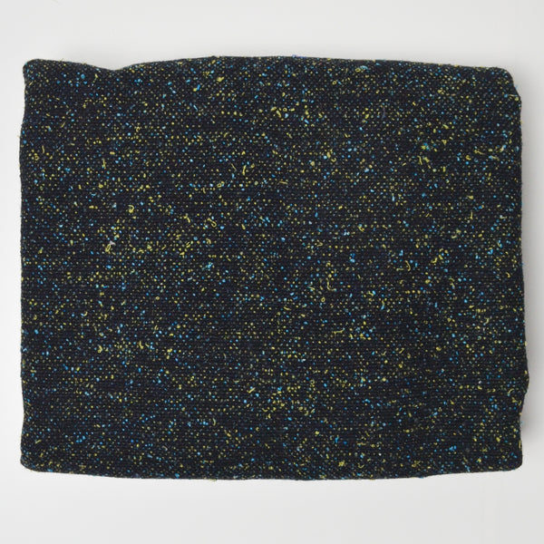 Black, Blue + Green Textured Tweed Woven Fabric - 58" x 62"