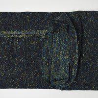 Black, Blue + Green Textured Tweed Woven Fabric - 58" x 62"