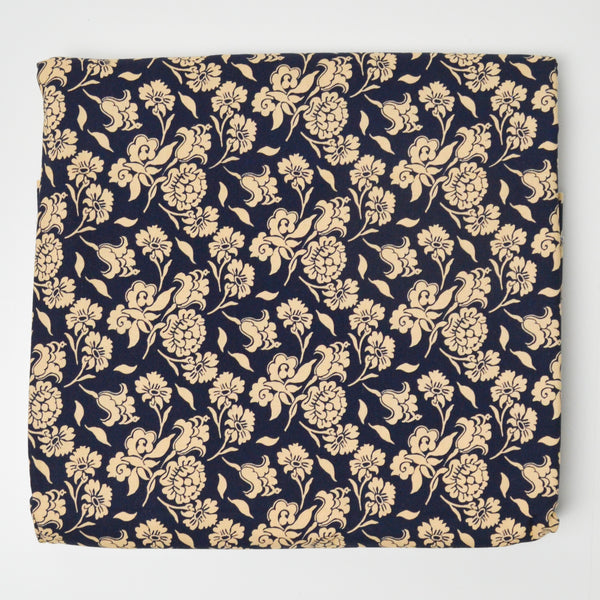 Black + Tan Floral Print Quilting Weight Woven Fabric - 42" x 110"