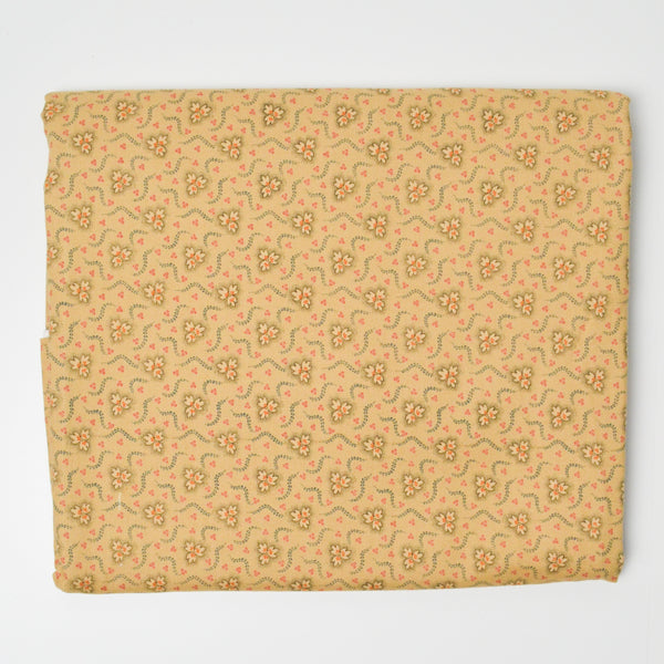 Yellow Floral Print Quilting Weight Woven Fabric - 43" x 82"