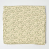 Tan + Olive Green Floral Print Quilting Weight Woven Fabric - 41" x 106"