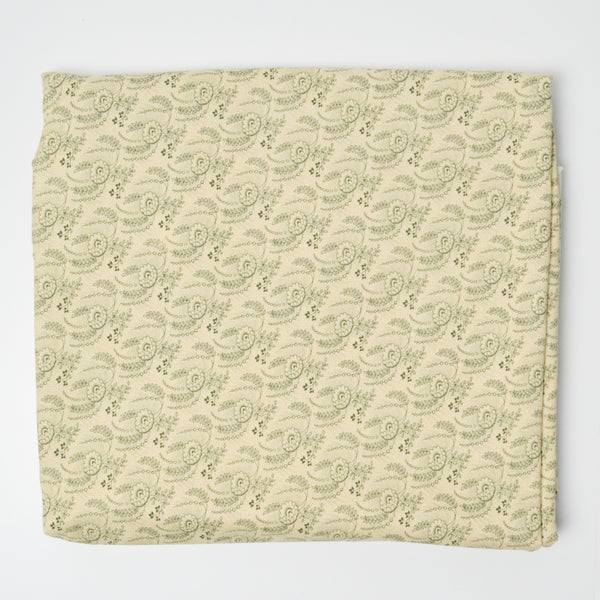 Tan + Olive Green Floral Print Quilting Weight Woven Fabric - 41" x 106"