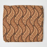Brown Geometric Leaf Print Quilting Weight Woven Fabric - 43" x 112"