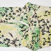 Off-White, Green + Black Leaf Printed Lightweight Woven Fabric - 56" x 204"