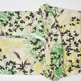 Off-White, Green + Black Leaf Printed Lightweight Woven Fabric - 56" x 204"