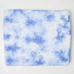 Blue + White Abstract Watercolor Print Knit Fabric - 60" x 110