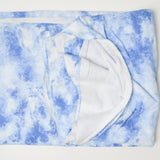 Blue + White Abstract Watercolor Print Knit Fabric - 60" x 110