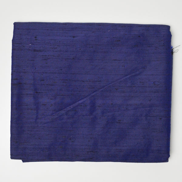 Navy Blue + Black Cross-Color Slub Silky Woven Fabric - 44" x 112"