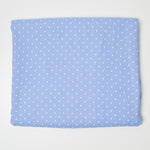Light Blue + White Polka Dot Flowy Crepe Woven Fabric - 60" x 86"