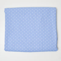 Light Blue + White Polka Dot Flowy Crepe Woven Fabric - 60" x 86"