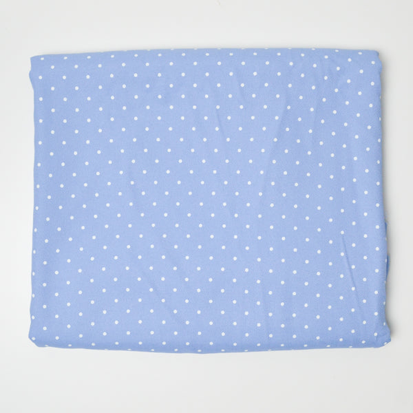 Light Blue + White Polka Dot Flowy Crepe Woven Fabric - 60" x 86"