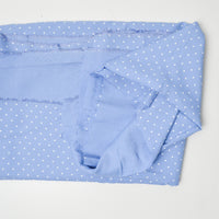 Light Blue + White Polka Dot Flowy Crepe Woven Fabric - 60" x 86"