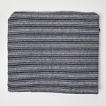 Gray, Brown + Navy Blue Striped Nubby Woven Fabric - 36" x 156"