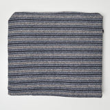 Gray, Brown + Navy Blue Striped Nubby Woven Fabric - 36" x 156"