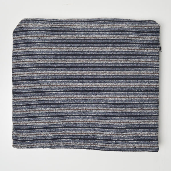 Gray, Brown + Navy Blue Striped Nubby Woven Fabric - 36" x 156"