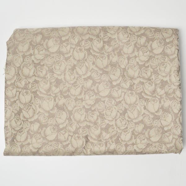 Beige Rose Jacquard Woven Fabric with Plastic-Coated Backing - 58" x 112"