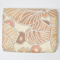 Beige + Brown Large Leaf Print Scotchgard-Coated Woven Drapery Fabric - 55" x 180"